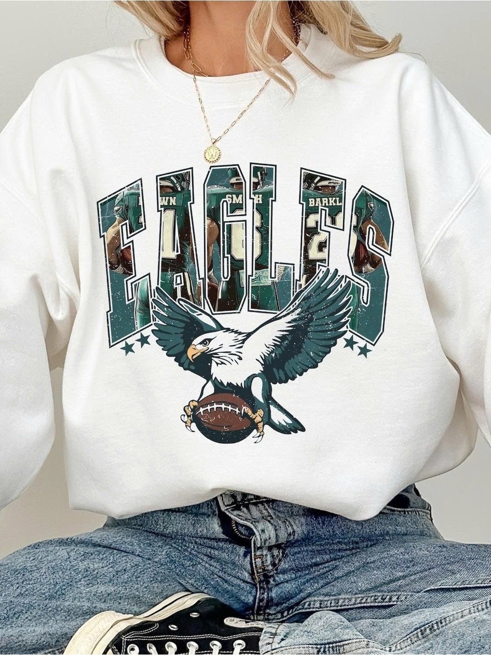 Eagles Graphic Crewneck Sweater - White